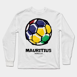 Mauritius Football Country Flag Long Sleeve T-Shirt